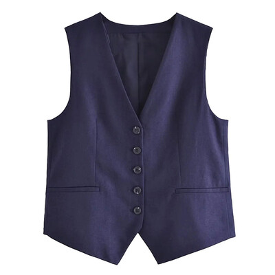 TRAFZA mellényes rövidnadrág női öltöny 2023 divatos, egysoros mellény felső + vékony nadrágszettek női, hétköznapi utcai viselet