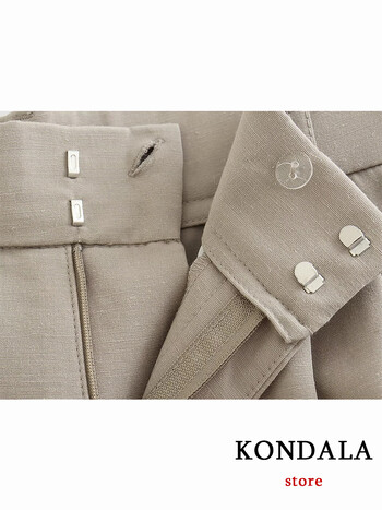 KONDALA Vintage Fashion 2023 Καλοκαιρινό γυναικείο κοστούμι 2 τεμαχίων V με κουμπιά λαιμόκοψη φανελάκι + ψηλή μέση φαρδύ σορτς για πόδι casual γιορτινό σετ