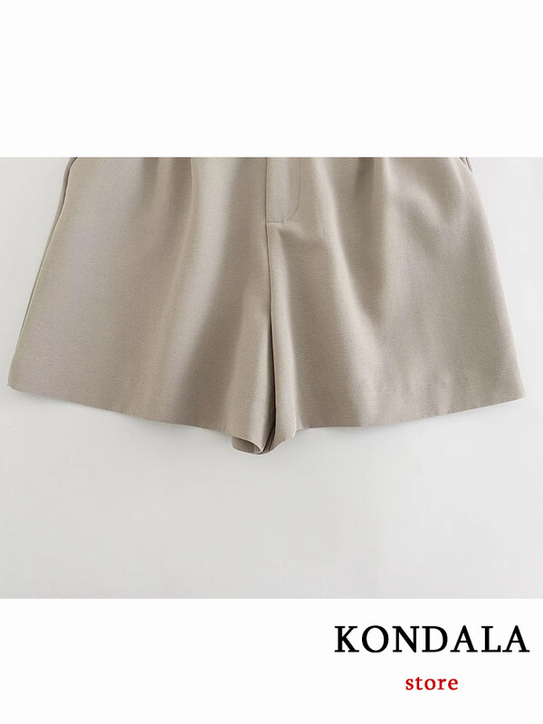 KONDALA Vintage Fashion 2023 Καλοκαιρινό γυναικείο κοστούμι 2 τεμαχίων V με κουμπιά λαιμόκοψη φανελάκι + ψηλή μέση φαρδύ σορτς για πόδι casual γιορτινό σετ
