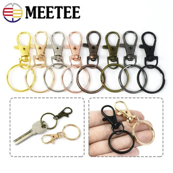 Meetee 20/30/40/50Pcs Περιστρεφόμενα κουμπώματα Loster 25mm Πόρπες με μεταλλικό κλιπ Μπρελόκ O Ring Hook Dog κολάρο Τσάντα DIY Αξεσουάρ υλικού