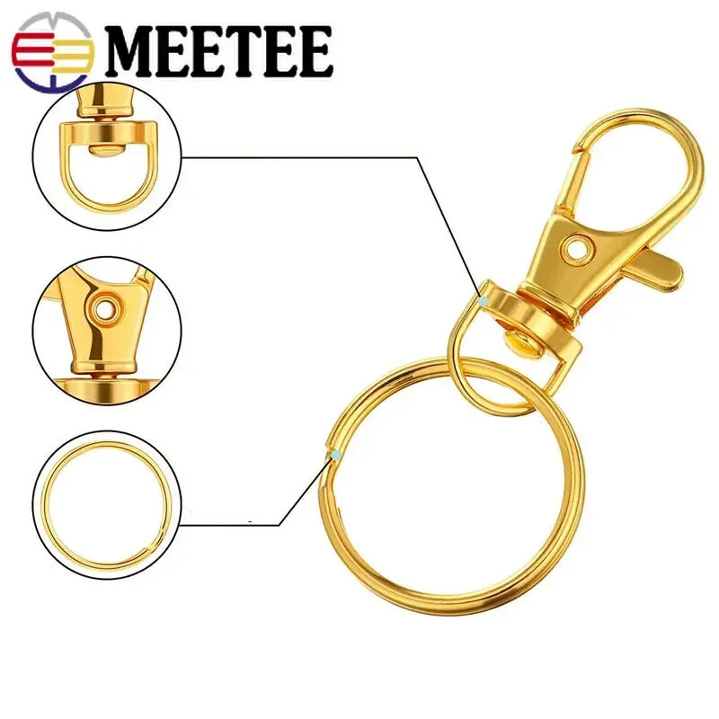 Meetee 20/30/40/50Gb Grozāmas Loster aizdares 25mm Metāla saspraudes Sprādzes Atslēgu piekariņš O Gredzens Āķis Suņu apkakles Soma DIY Aparatūras piederumi