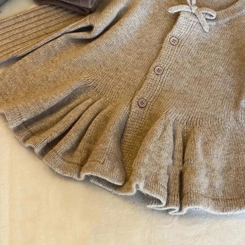 Jesen Zima Moda Harajuku Kawaii Pleteći kardigan za djevojčice Raznobojna dječja odjeća Dugih rukava Dječje majice Jednobojni džemperi