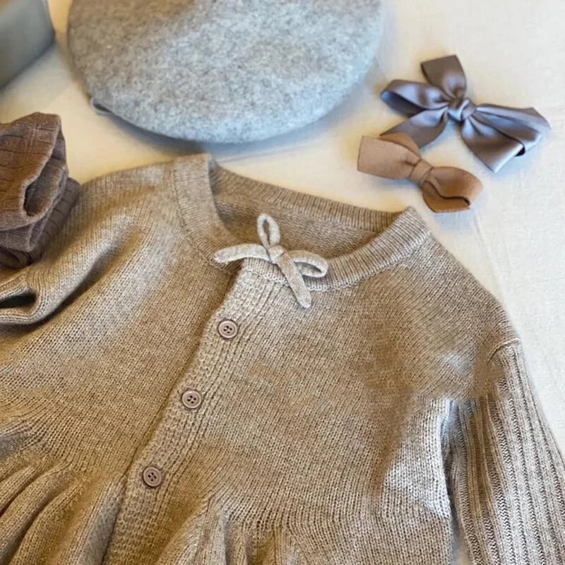 Jesen Zima Moda Harajuku Kawaii Pleteći kardigan za djevojčice Raznobojna dječja odjeća Dugih rukava Dječje majice Jednobojni džemperi