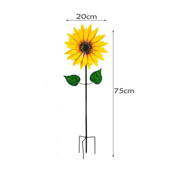 Sunflower Windmill Μεταλλικό Περιστρεφόμενο Ηλίανθο Wind Spinner με πάσσαλο Standing Lawn Flower Pinwheel Εξωτερική διακόσμηση κήπου Παιδικό παιχνίδι