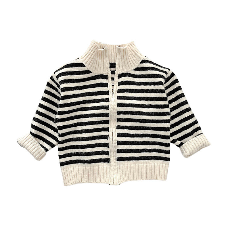 Cardigan tricotat pentru copii, toamna 2024, pulover cu dungi pentru bărbați și femei, jachetă, pulover la modă pentru bebeluși, pulover tricotat de toamnă