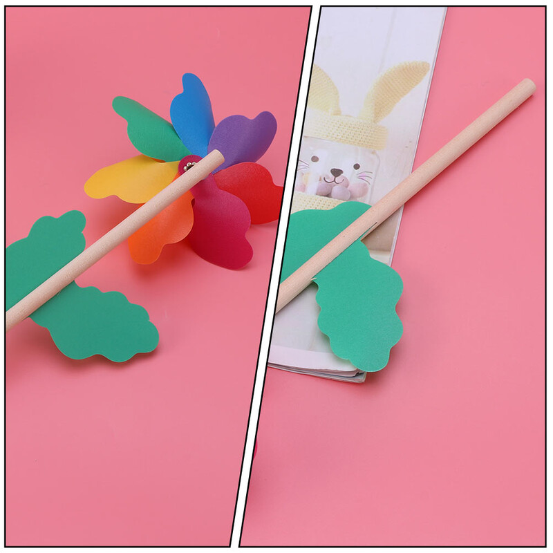 14 buc. stâlp din lemn colorat moară de vânt în aer liber pentru copii set de joacă în aer liber sculptură grădină rotițe PVC