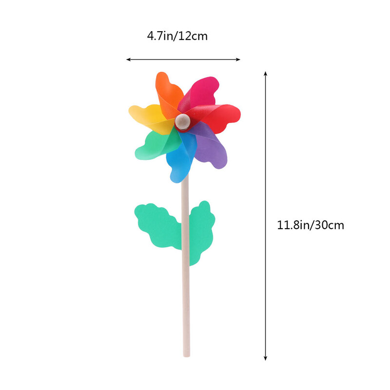 14 buc. stâlp din lemn colorat moară de vânt în aer liber pentru copii set de joacă în aer liber sculptură grădină rotițe PVC