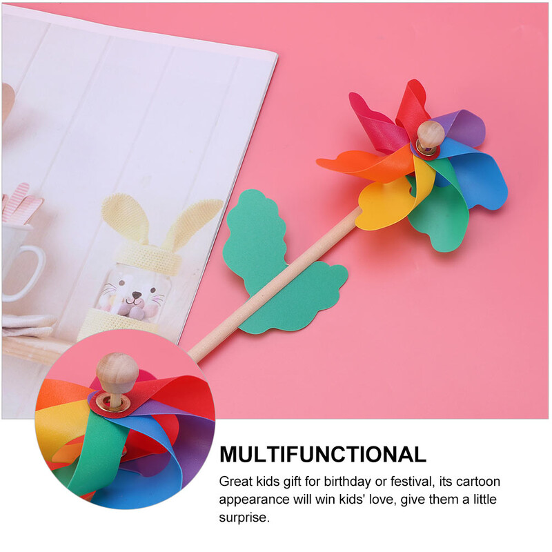 14 buc. stâlp din lemn colorat moară de vânt în aer liber pentru copii set de joacă în aer liber sculptură grădină rotițe PVC