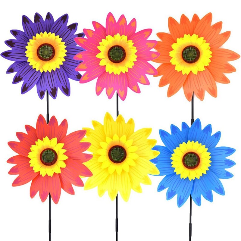 Moara de vânt cu floarea-soarelui Sculpturi mari de vânt Color Wind Spinner Party Garden Decoration ornaments Outdoor Camping Picnic Windmill
