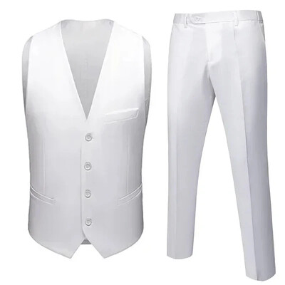M-6XL muška ležerna poslovna jednobojna vesta i hlače mladoženja vjenčanica kaput hlače