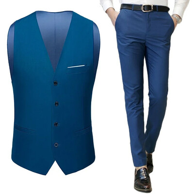 M-6XL muška ležerna poslovna jednobojna vesta i hlače mladoženja vjenčanica kaput hlače