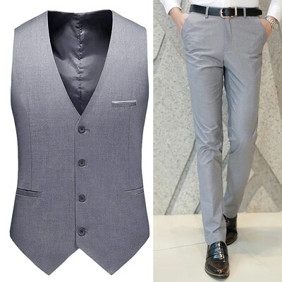 M-6XL muška ležerna poslovna jednobojna vesta i hlače mladoženja vjenčanica kaput hlače