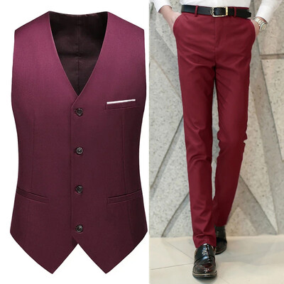 M-6XL muška ležerna poslovna jednobojna vesta i hlače mladoženja vjenčanica kaput hlače
