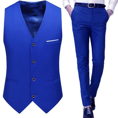 M-6XL muška ležerna poslovna jednobojna vesta i hlače mladoženja vjenčanica kaput hlače