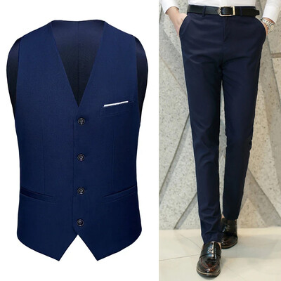 M-6XL muška ležerna poslovna jednobojna vesta i hlače mladoženja vjenčanica kaput hlače