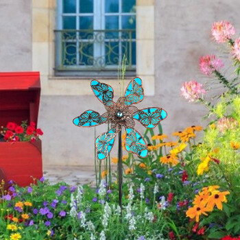 Wind Spinner 90cm για Garden Metal Iron Butterfly Shpae Luminous Windmill Spinner Διακόσμηση εξωτερικού χώρου Wind Garden