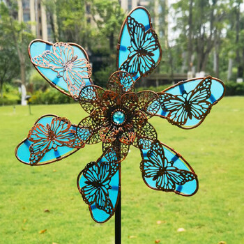 Wind Spinner 90cm για Garden Metal Iron Butterfly Shpae Luminous Windmill Spinner Διακόσμηση εξωτερικού χώρου Wind Garden