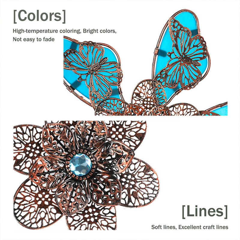 90 cm-es szélpörgető kerti fém vas Butterfly Shpae világító szélmalom fonó kültéri szélkert dekorációhoz