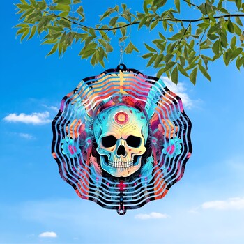 1 τεμ. Skull Wind Spinners Wind Chimes for Yard Garden Outside, 10 ιντσών Διακόσμηση κήπου Wind Περιστρεφόμενα κρεμαστά διακοσμητικά ΟΧΙ ΚΡΕΜΑΣΤΟ