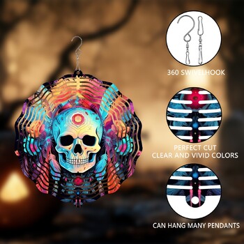 1 τεμ. Skull Wind Spinners Wind Chimes for Yard Garden Outside, 10 ιντσών Διακόσμηση κήπου Wind Περιστρεφόμενα κρεμαστά διακοσμητικά ΟΧΙ ΚΡΕΜΑΣΤΟ