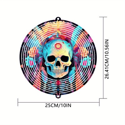 1 gab Skull Wind Spinners vēja zvani pagalma dārzam ārpusē, 10 collu dārza dekori, vēja rotējoši piekaramie rotājumi BEZ Kulona