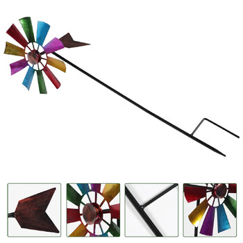 Flower Wind Spinner Stake Rainbow Metal Ανεμόμυλος Διακόσμηση Κήπου Πασσάλων Κήπου Γλυπτό αέρα εξωτερικού χώρου Διακόσμηση γκαζόν στον κήπο