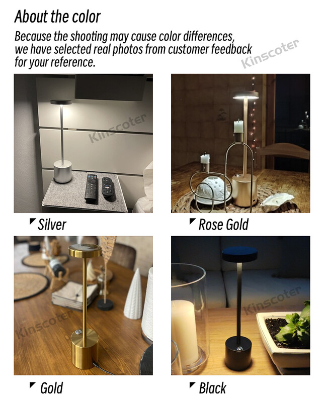 KINSCOTER bežična LED stolna svjetiljka noćna svjetiljka, moderna ambijentalna rasvjeta, USB zlatna aluminijska atmosferska svjetiljka za sobu restoran bar