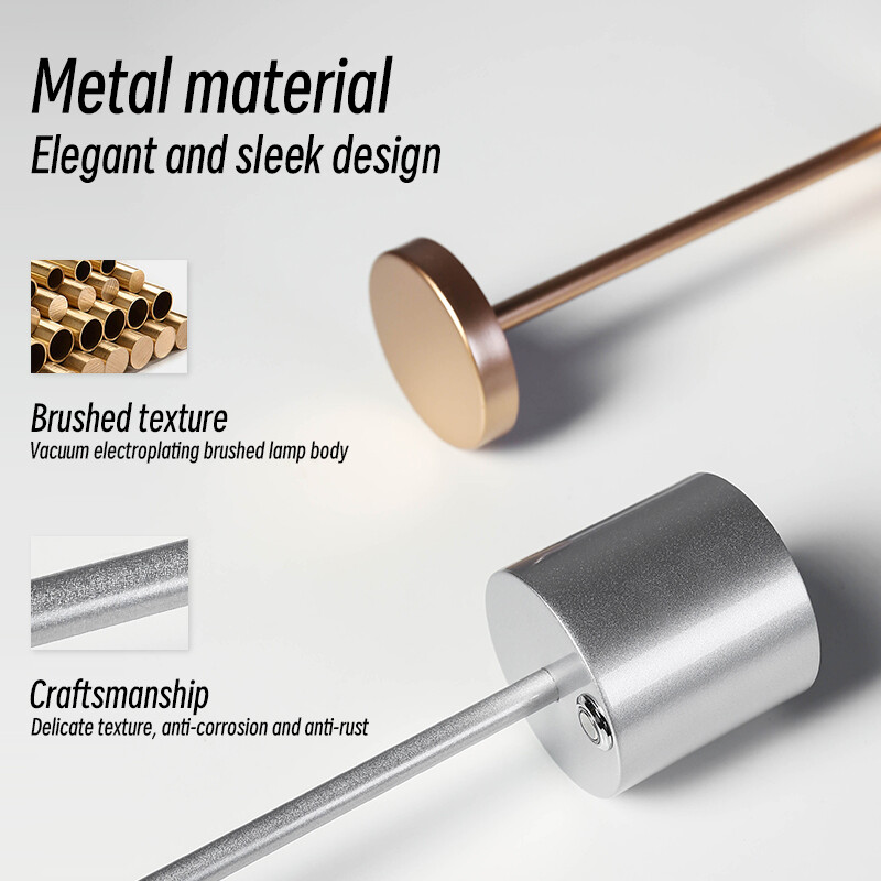 KINSCOTER bežična LED stolna svjetiljka noćna svjetiljka, moderna ambijentalna rasvjeta, USB zlatna aluminijska atmosferska svjetiljka za sobu restoran bar