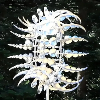 1 τμχ Μεταλλική Ασημένια Κυκλική Πλάκα 3D Wind Spinner για χρήση εξωτερικού χώρου, κήπου, αυλής