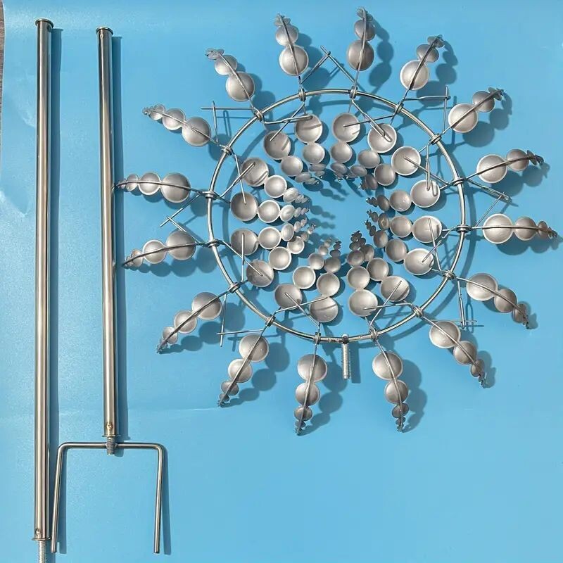 1 buc. Placă circulară argintie metalică 3D Wind Spinner pentru exterior, grădină, curte, decorațiuni în aer liber