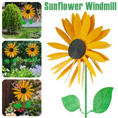 Sculptură de artă floarea-soarelui din metal Moara de vânt Spinner de vânt rezistent la floarea-soarelui 3D decorativ pentru curte, grădină, gazon