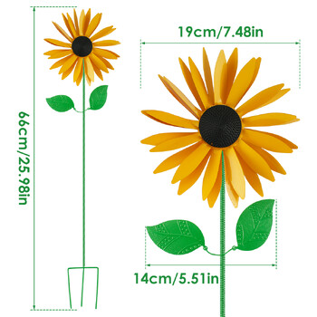 Wind Spinner Metal Sunflower Art Sculpture Windmill Heavy-Duty Wind Spinner 3D Sunflower Craft διακοσμητικό για γκαζόν κήπου αυλής