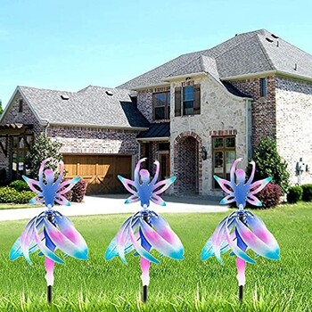 Κομψή μπαλαρίνα Wind Spinner Fairy Windmill Outdoor Metal Stakes Ξωτικά στολίδια κήπου για αυλή κήπου Art Decor Pinwheel