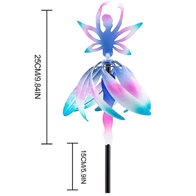 Elegantna balerina Vjetrenjača Vilinska vjetrenjača Vanjski metalni kolčići Vilenjački vrtni ukrasi za terasu Dvorište Umjetnički dekor Vjetrenjača