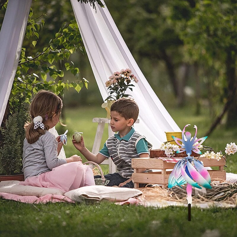 Elegantna balerina Vjetrenjača Vilinska vjetrenjača Vanjski metalni kolčići Vilenjački vrtni ukrasi za terasu Dvorište Umjetnički dekor Vjetrenjača