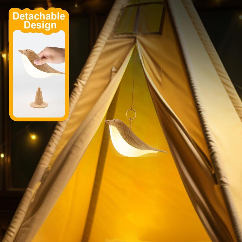 Mala stolna svjetiljka za ptice Bežična noćna svjetiljka s senzorom temperature 3 boje na dodir s punjivom baterijom za spavaću sobu uz krevet