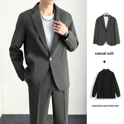 Casual Loose-fit Κορεάτικο Ανοιξιάτικο φθινόπωρο κοστούμι δυτικού τύπου Ανδρικό ντραπέ σακάκι Μοντέρνο ελαφρύ μοντέρνο κοστούμι