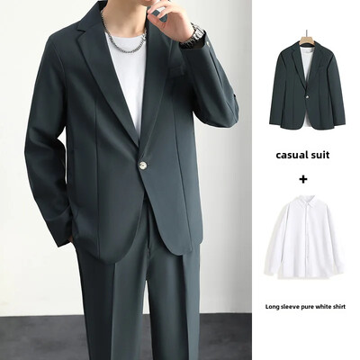 Casual Loose-fit Κορεάτικο Ανοιξιάτικο φθινόπωρο κοστούμι δυτικού τύπου Ανδρικό ντραπέ σακάκι Μοντέρνο ελαφρύ μοντέρνο κοστούμι