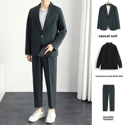 Casual Loose-fit Κορεάτικο Ανοιξιάτικο φθινόπωρο κοστούμι δυτικού τύπου Ανδρικό ντραπέ σακάκι Μοντέρνο ελαφρύ μοντέρνο κοστούμι