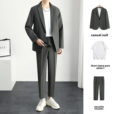 Casual Loose-fit Κορεάτικο Ανοιξιάτικο φθινόπωρο κοστούμι δυτικού τύπου Ανδρικό ντραπέ σακάκι Μοντέρνο ελαφρύ μοντέρνο κοστούμι