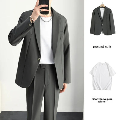 Casual Loose-fit Κορεάτικο Ανοιξιάτικο φθινόπωρο κοστούμι δυτικού τύπου Ανδρικό ντραπέ σακάκι Μοντέρνο ελαφρύ μοντέρνο κοστούμι