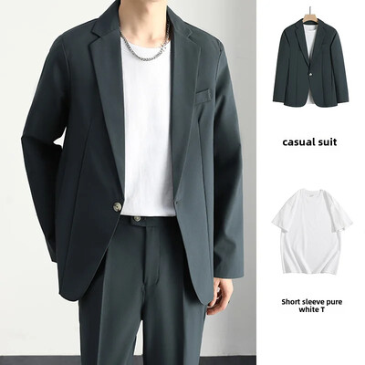 Casual Loose-fit Κορεάτικο Ανοιξιάτικο φθινόπωρο κοστούμι δυτικού τύπου Ανδρικό ντραπέ σακάκι Μοντέρνο ελαφρύ μοντέρνο κοστούμι