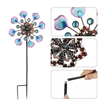 Peacocks Tail Wind Spinner Metal Garden Wind Spinner 360 μοιρών Περιστρεφόμενος κήπος Windmill Yard Pinwheel Garden Wind Catcher Wind