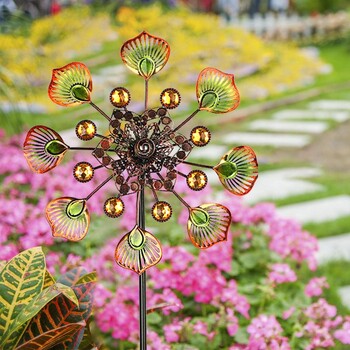 Peacocks Tail Wind Spinner Metal Garden Wind Spinner 360 μοιρών Περιστρεφόμενος κήπος Windmill Yard Pinwheel Garden Wind Catcher Wind