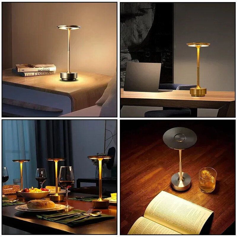 Egyszerű C típusú töltő LED asztali lámpa 3 színű érintőkapcsolóval szabályozható retro asztali lámpa Hálószoba Étterem Bár Klub dekor lámpa