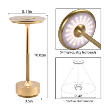 Κλασικό επιτραπέζιο φωτιστικό LED με αισθητήρα αφής Επαναφορτιζόμενο ασύρματο επιτραπέζιο φωτιστικό 3 χρωμάτων ρυθμιζόμενες θερμοκρασίες μοντέρνου στυλ φωτισμού LED νύχτας