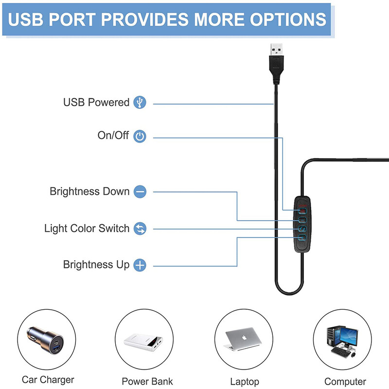 Lampă de masă cu LED Lampă de birou cu braț oscilant din metal, cu lampă de birou cu clemă reglabilă cu port de încărcare USB, 3 moduri de iluminare cu 10 lumini