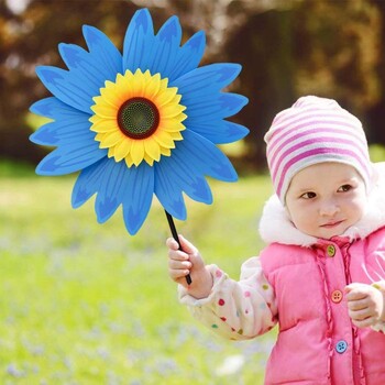 Sunflower Windmill Περιστρεφόμενος Sunflower Wind Spinner Stake Standing Lawn Flower Pinwheel Εξωτερικό πάρτι στον κήπο Διακόσμηση αυλής Παιδικά παιχνίδια