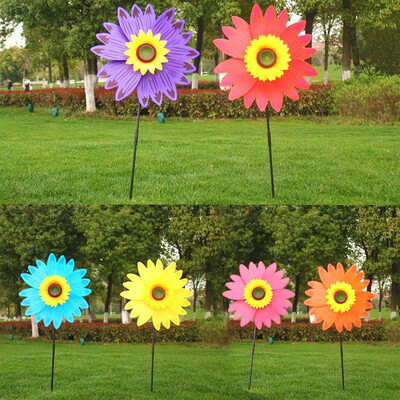 Sunflower Windmill Περιστρεφόμενος Sunflower Wind Spinner Stake Standing Lawn Flower Pinwheel Εξωτερικό πάρτι στον κήπο Διακόσμηση αυλής Παιδικά παιχνίδια