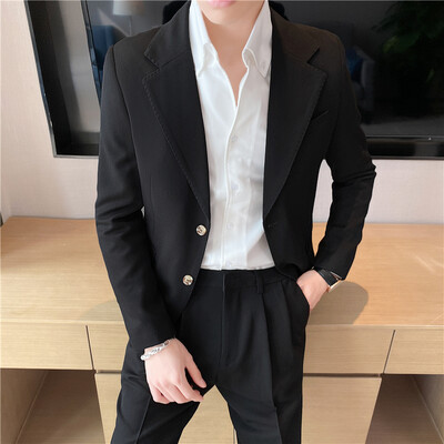 ( Jaka + Bikses ) Augstākās klases vīriešu ikdienas biznesa uzvalks divdaļīgs komplekts Britu modes ikdienas uzvalks līgavainim kāzu kleita vīriešu uzvalks